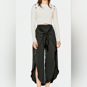 Zara Black Tie-Front Wide Leg Pants